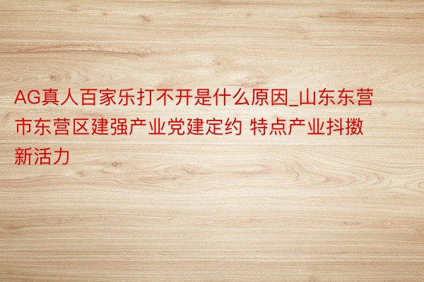 AG真人百家乐打不开是什么原因_山东东营市东营区建强产业党建定约 特点产业抖擞新活力
