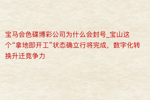 宝马会色碟博彩公司为什么会封号_宝山这个“拿地即开工”状态确立行将完成，数字化转换升迁竞争力