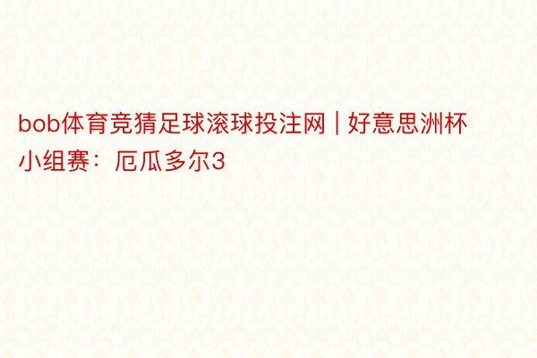 bob体育竞猜足球滚球投注网 | 好意思洲杯小组赛：厄瓜多尔3